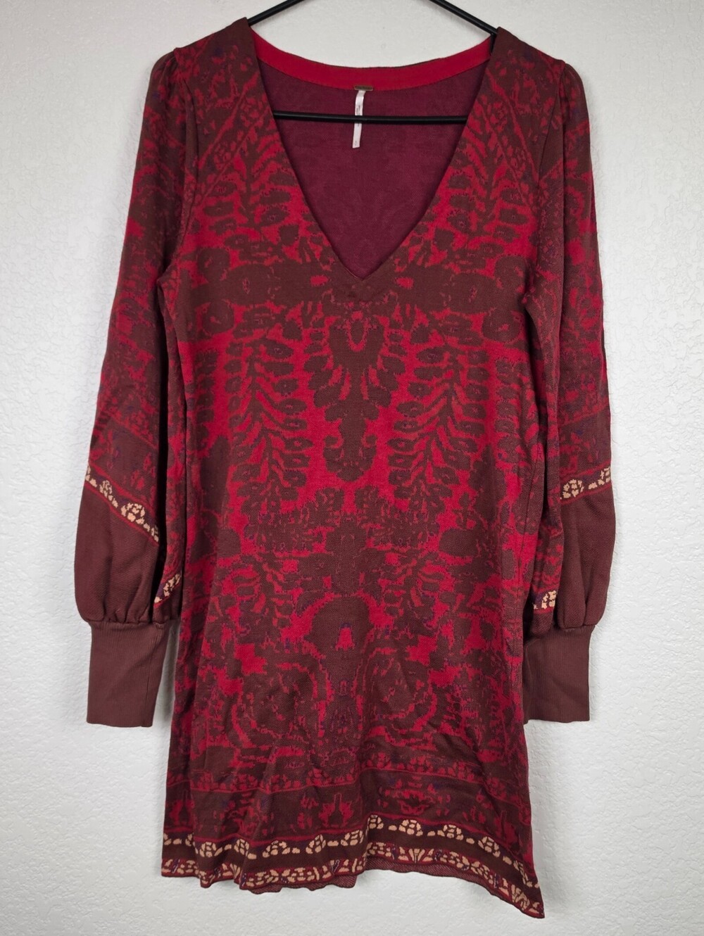 Free People Long Sleeve Small Damask Brocade Dress